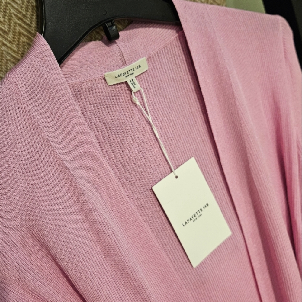 NEW! LAFAYETTE 148 NEW YORK Dahlia Belted Ribbed Knit Cardigan XS. - Picture 5 of 10